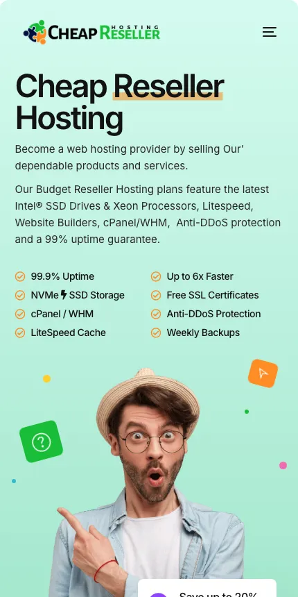 CheapResellerHosting website on mobile