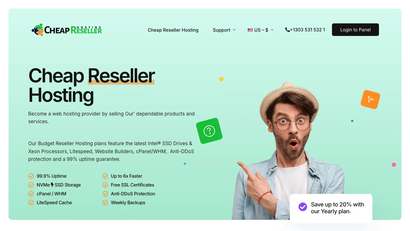 CheapResellerHosting website, desktop view