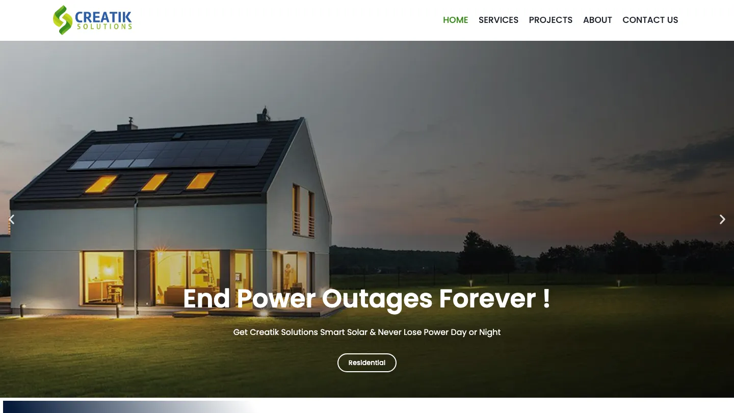 CreatikSolutions website, desktop view