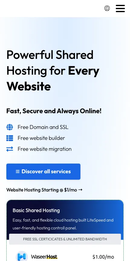 WaseerHost website on mobile