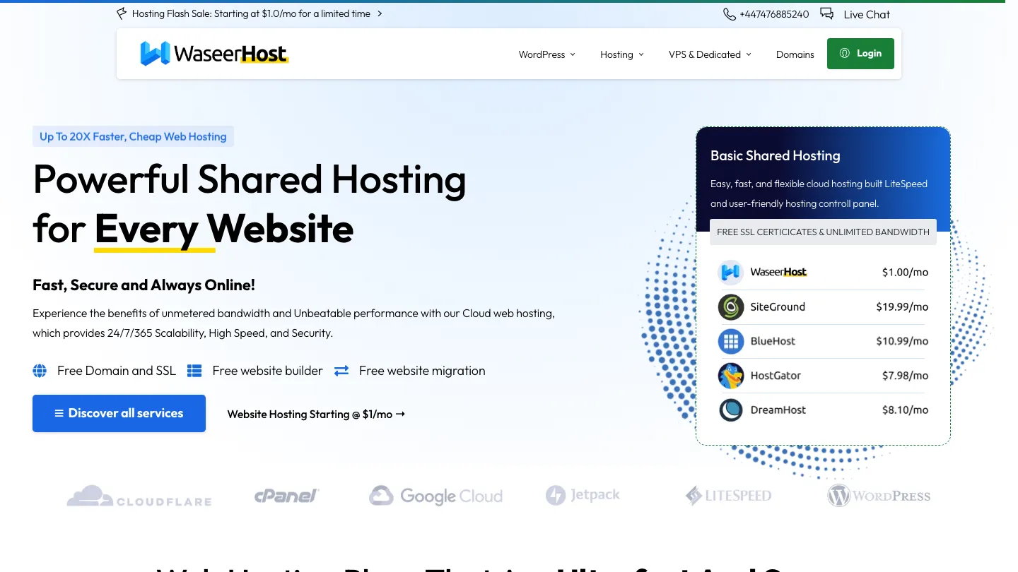 WaseerHost website, desktop view